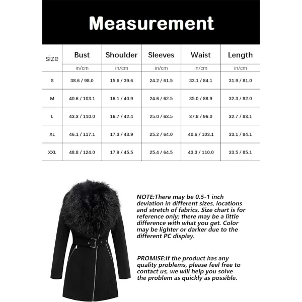 Bellivera Women's Pea Coat Faux Suede Mid-length Jacket Zip Up Winter Warm Overcoat with Detachable Fur Collar