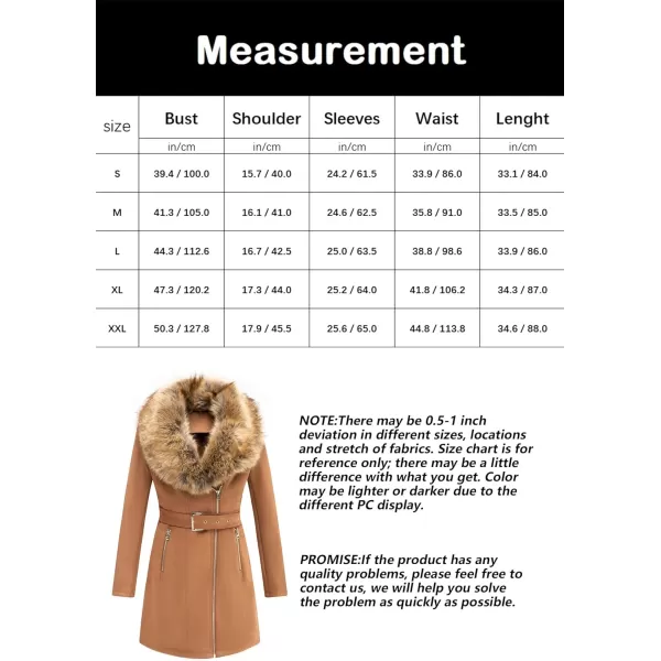 Bellivera Women's Pea Coat Faux Suede Mid-length Jacket Zip Up Winter Warm Overcoat with Detachable Fur Collar