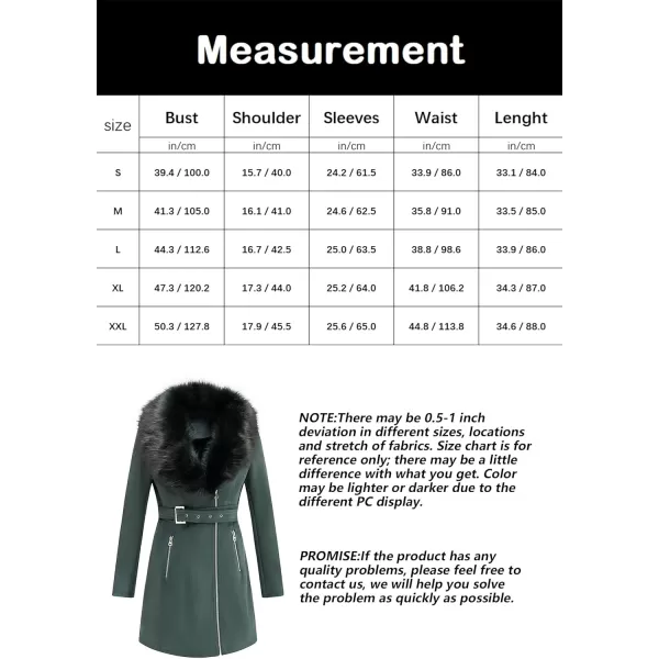 Bellivera Women's Pea Coat Faux Suede Mid-length Jacket Zip Up Winter Warm Overcoat with Detachable Fur Collar