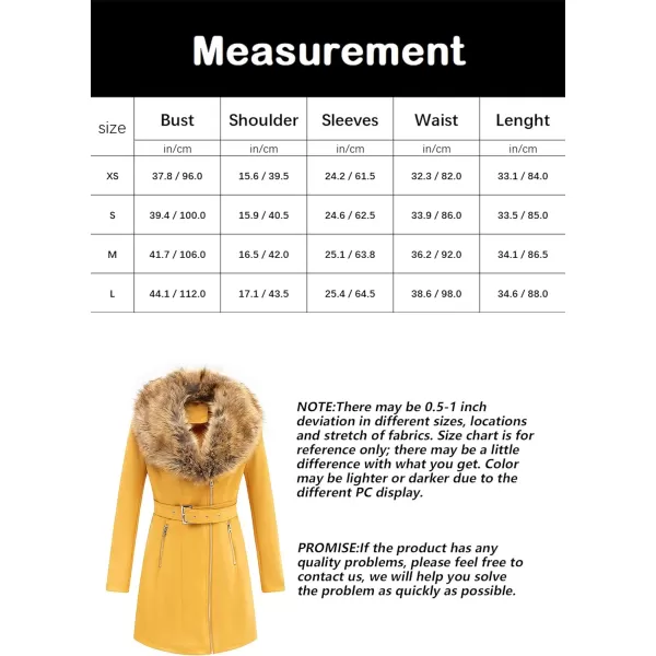 Bellivera Women's Pea Coat Faux Suede Mid-length Jacket Zip Up Winter Warm Overcoat with Detachable Fur Collar
