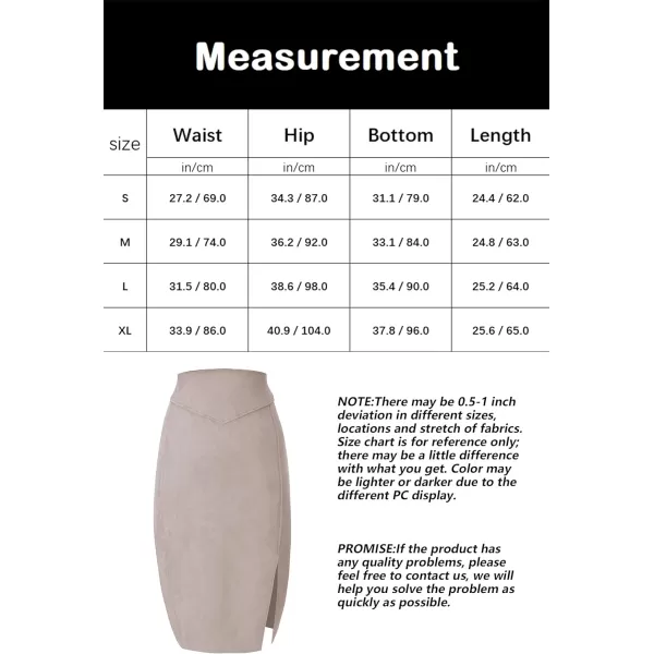 Bellivera Women's Pencil Skirt High Waist Bodycon Faux Suede Side Split Knee Length for Work Business