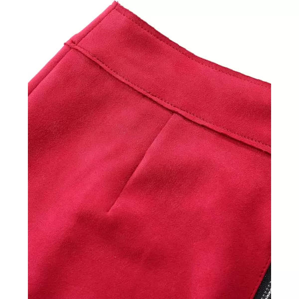 Bellivera Women's Pencil Skirt High Waist Bodycon Faux Suede Side Split Knee Length for Work Business