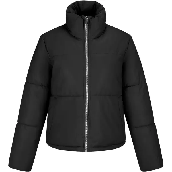 Bellivera Women's Puffer Jacket Faux Leather Short Coat Heavy Padded Overcoat