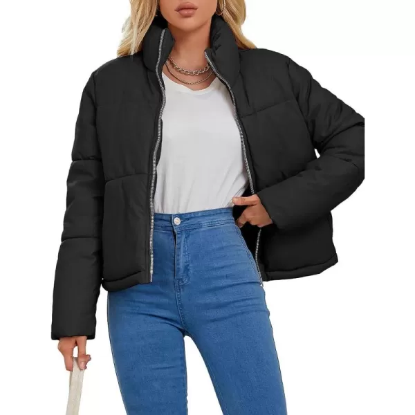 Bellivera Women's Puffer Jacket Faux Leather Short Coat Heavy Padded Overcoat