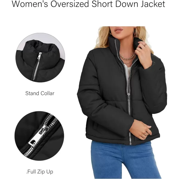 Bellivera Women's Puffer Jacket Faux Leather Short Coat Heavy Padded Overcoat