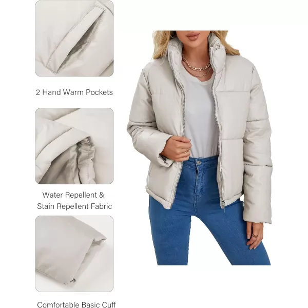 Bellivera Women's Puffer Jacket Faux Leather Short Coat Heavy Padded Overcoat