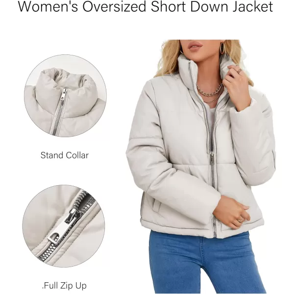 Bellivera Women's Puffer Jacket Faux Leather Short Coat Heavy Padded Overcoat