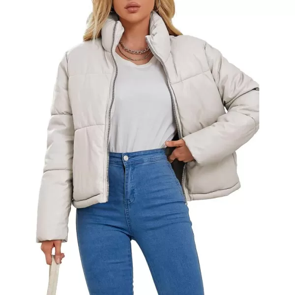 Bellivera Women's Puffer Jacket Faux Leather Short Coat Heavy Padded Overcoat