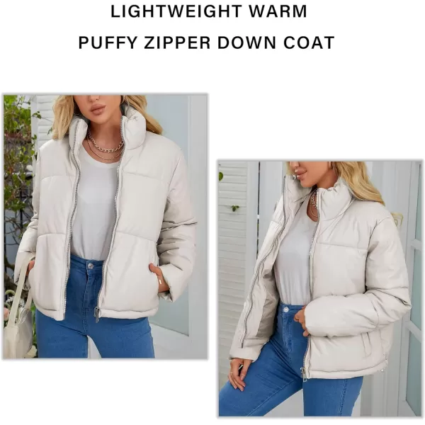 Bellivera Women's Puffer Jacket Faux Leather Short Coat Heavy Padded Overcoat
