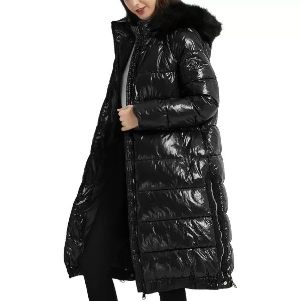 Bellivera Womens Puffer Jacket, Winter Coats for Women Fashion Long Hooded Padded Bubble Coat with Faux Fur Collar