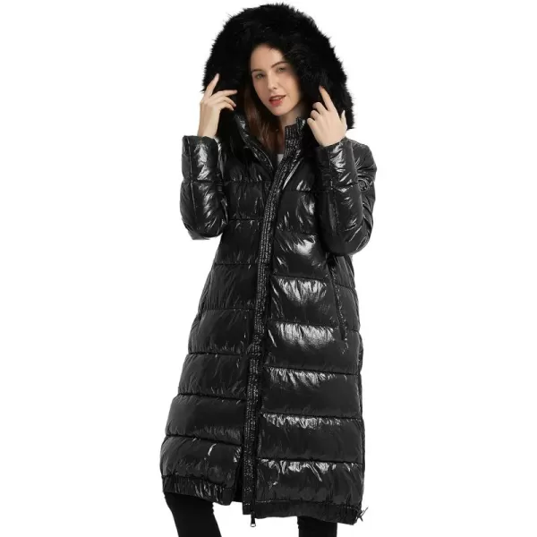 Bellivera Womens Puffer Jacket, Winter Coats for Women Fashion Long Hooded Padded Bubble Coat with Faux Fur Collar