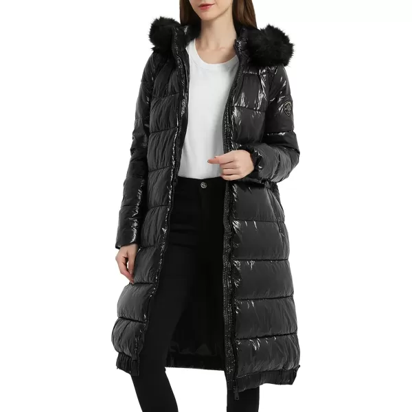 Bellivera Womens Puffer Jacket, Winter Coats for Women Fashion Long Hooded Padded Bubble Coat with Faux Fur Collar