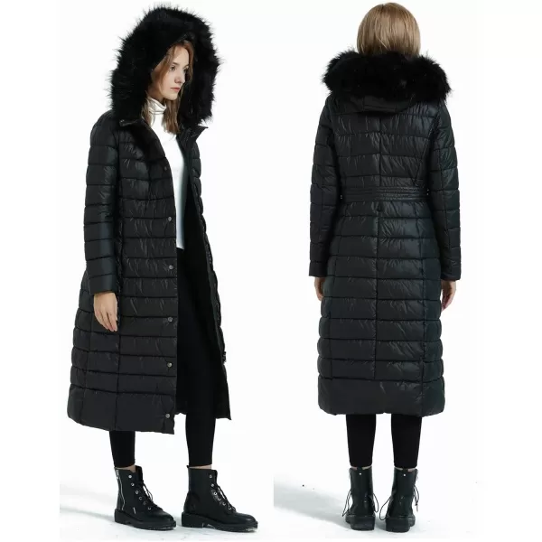 Bellivera Womens Puffer Jacket, Winter Coats for Women Fashion Long Hooded Padded Bubble Coat with Faux Fur Collar