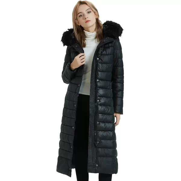 Bellivera Womens Puffer Jacket, Winter Coats for Women Fashion Long Hooded Padded Bubble Coat with Faux Fur Collar