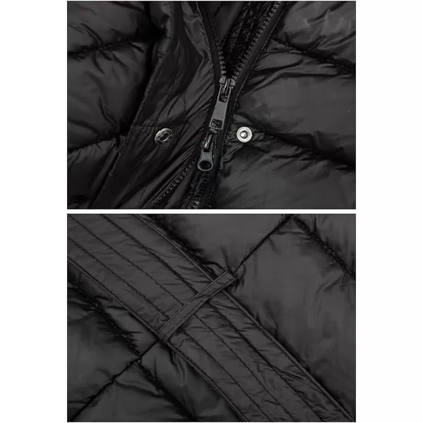 Bellivera Womens Puffer Jacket, Winter Coats for Women Fashion Long Hooded Padded Bubble Coat with Faux Fur Collar