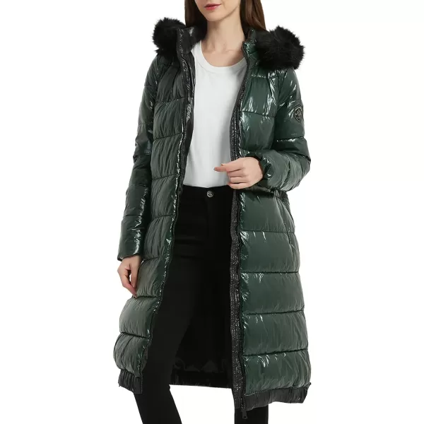 Bellivera Womens Puffer Jacket, Winter Coats for Women Fashion Long Hooded Padded Bubble Coat with Faux Fur Collar