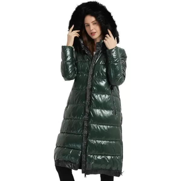 Bellivera Womens Puffer Jacket, Winter Coats for Women Fashion Long Hooded Padded Bubble Coat with Faux Fur Collar