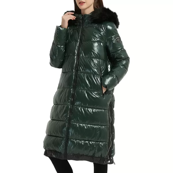 Bellivera Womens Puffer Jacket, Winter Coats for Women Fashion Long Hooded Padded Bubble Coat with Faux Fur Collar