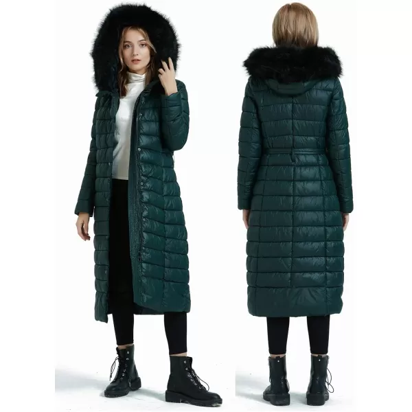 Bellivera Womens Puffer Jacket, Winter Coats for Women Fashion Long Hooded Padded Bubble Coat with Faux Fur Collar