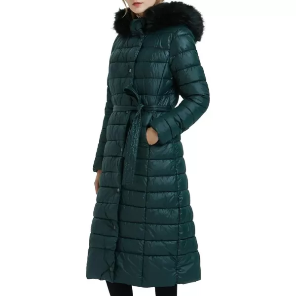 Bellivera Womens Puffer Jacket, Winter Coats for Women Fashion Long Hooded Padded Bubble Coat with Faux Fur Collar