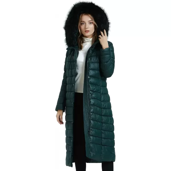 Bellivera Womens Puffer Jacket, Winter Coats for Women Fashion Long Hooded Padded Bubble Coat with Faux Fur Collar