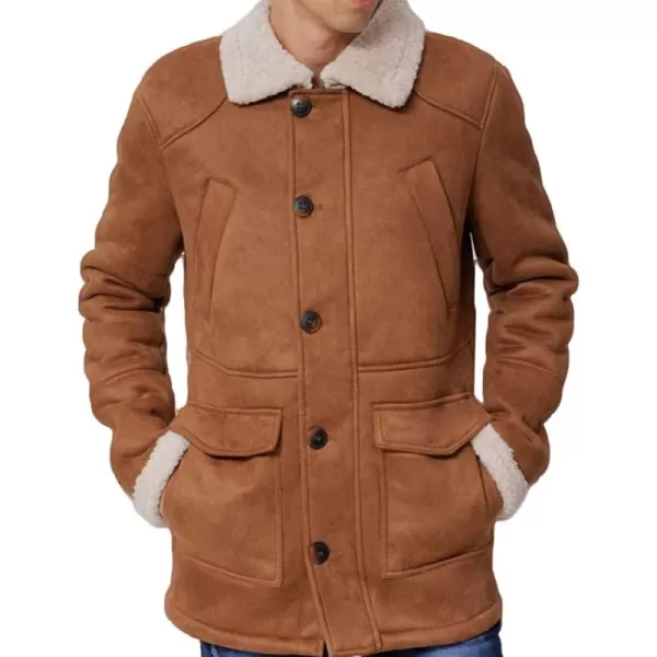 Bellivera Mens Faux Fur Suede Leather Plus Size Coat, Spring and Winter Fashion Thicken Warm Outwear Sherpa Jacket