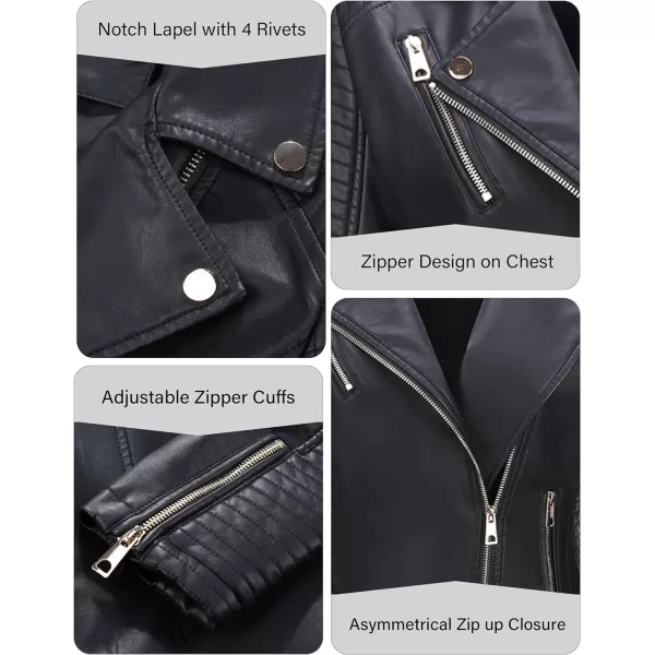 Bellivera Women Faux Leather Casual Jacket, Fall and Spring Fashion Motorcycle Bike Coat