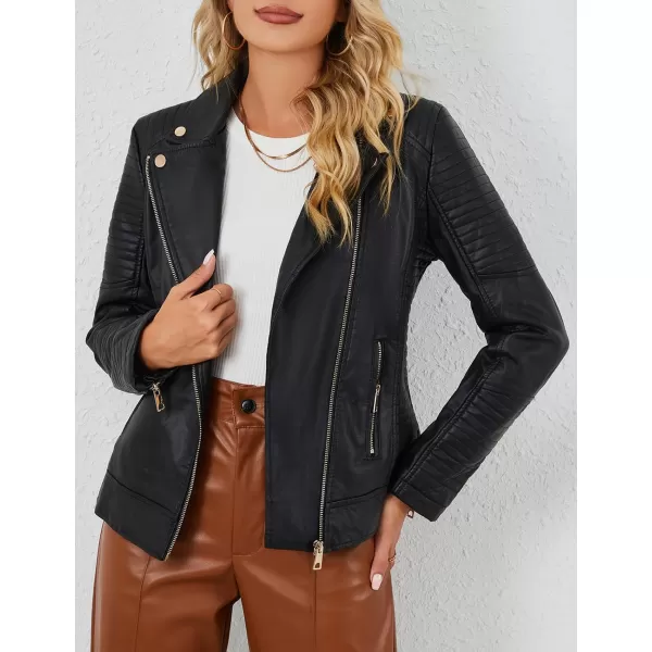 Bellivera Women Faux Leather Casual Jacket, Fall and Spring Fashion Motorcycle Bike Coat