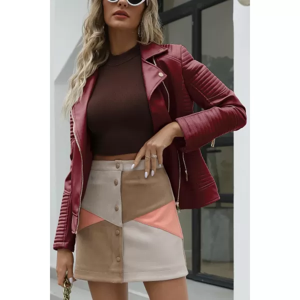 Bellivera Women Faux Leather Casual Jacket, Fall and Spring Fashion Motorcycle Bike Coat