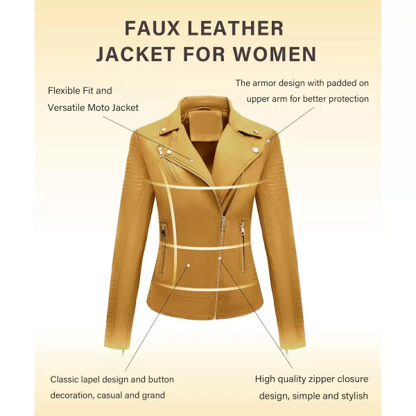 Bellivera Women Faux Leather Casual Jacket, Fall and Spring Fashion Motorcycle Bike Coat