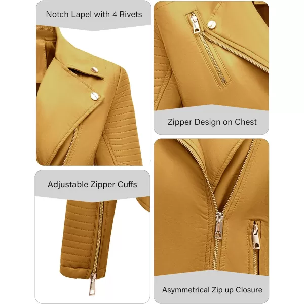 Bellivera Women Faux Leather Casual Jacket, Fall and Spring Fashion Motorcycle Bike Coat