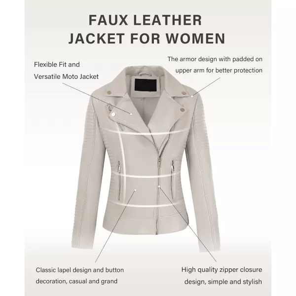 Bellivera Women Faux Leather Casual Jacket, Fall and Spring Fashion Motorcycle Bike Coat