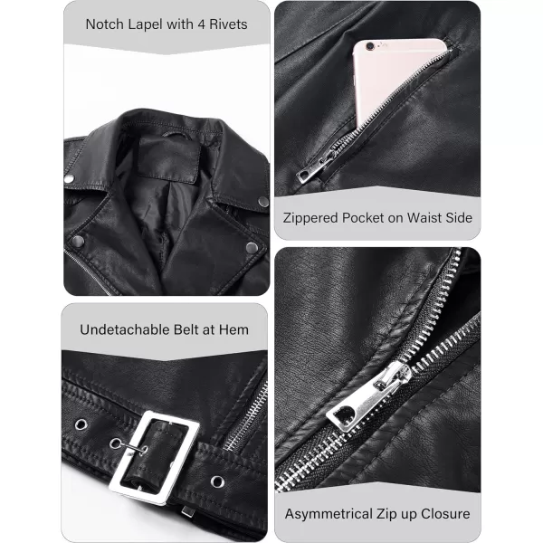 Bellivera Women Faux Leather Casual Jacket, Fall and Spring Fashion Motorcycle Bike Coat