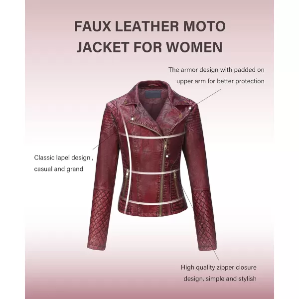 Bellivera Women Faux Leather Casual Jacket, Fall and Spring Fashion Motorcycle Bike Coat