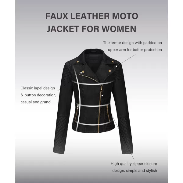 Bellivera Women Faux Leather Casual Jacket, Fall and Spring Fashion Motorcycle Bike Coat