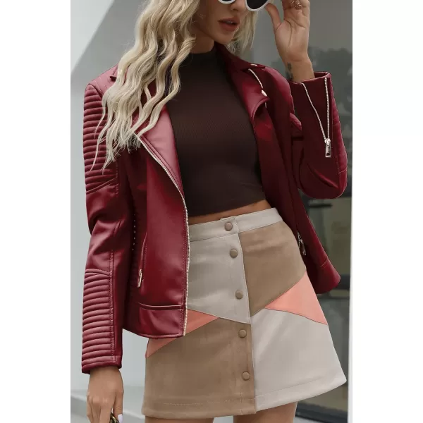Bellivera Women Faux Leather Casual Jacket, Fall and Spring Fashion Motorcycle Bike Coat