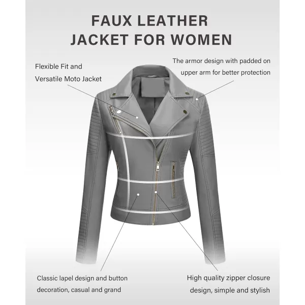 Bellivera Women Faux Leather Casual Jacket, Fall and Spring Fashion Motorcycle Bike Coat
