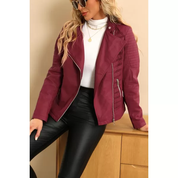 Bellivera Women Faux Leather Casual Jacket, Fall and Spring Fashion Motorcycle Bike Coat
