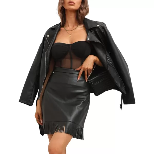 Bellivera Women Faux Leather Casual Jacket, Fall and Spring Fashion Motorcycle Bike Coat