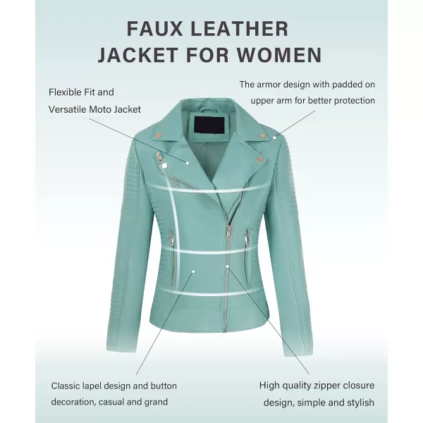 Bellivera Women Faux Leather Casual Jacket, Fall and Spring Fashion Motorcycle Bike Coat