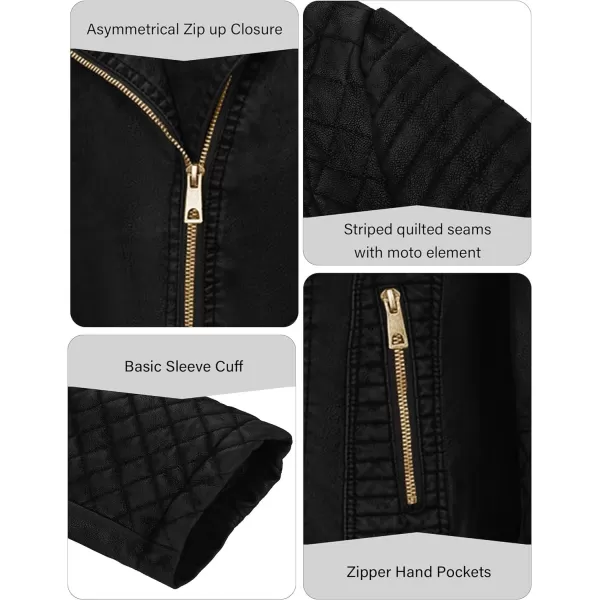 Bellivera Women Faux Leather Casual Jacket, Fall and Spring Fashion Motorcycle Bike Coat