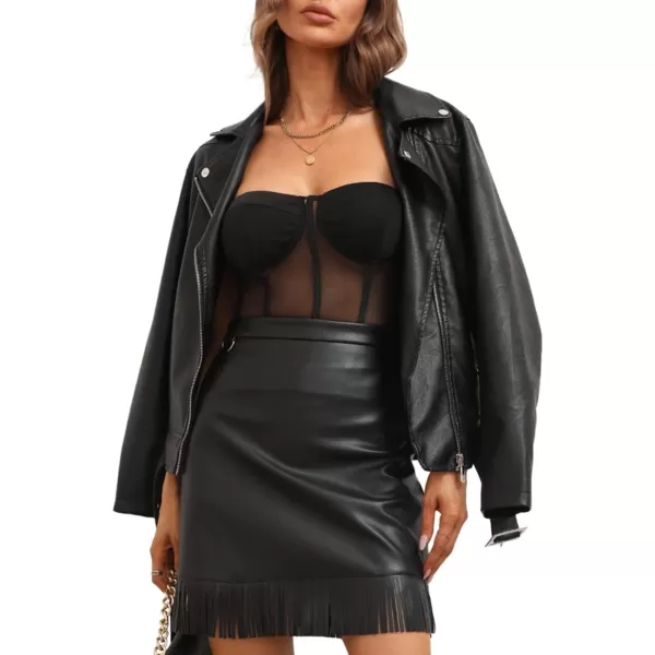 Bellivera Women Faux Leather Casual Jacket, Fall and Spring Fashion Motorcycle Bike Coat