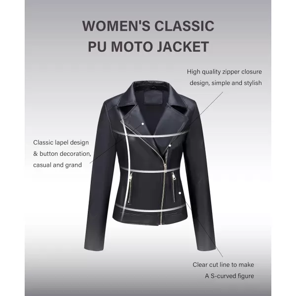 Bellivera Women Faux Leather Casual Jacket, Fall and Spring Fashion Motorcycle Bike Coat
