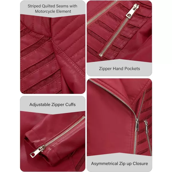 Bellivera Women Faux Leather Casual Jacket, Fall and Spring Fashion Motorcycle Bike Coat