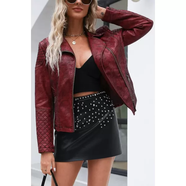 Bellivera Women Faux Leather Casual Jacket, Fall and Spring Fashion Motorcycle Bike Coat