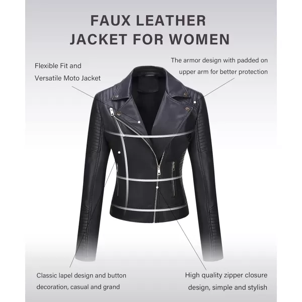 Bellivera Women Faux Leather Casual Jacket, Fall and Spring Fashion Motorcycle Bike Coat