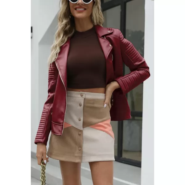 Bellivera Women Faux Leather Casual Jacket, Fall and Spring Fashion Motorcycle Bike Coat