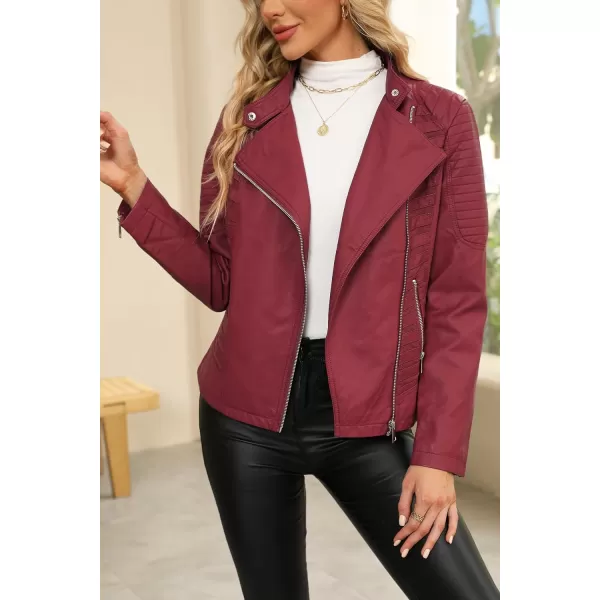 Bellivera Women Faux Leather Casual Jacket, Fall and Spring Fashion Motorcycle Bike Coat