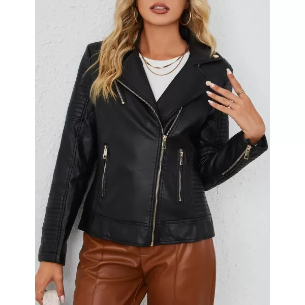 Bellivera Women Faux Leather Casual Jacket, Fall and Spring Fashion Motorcycle Bike Coat
