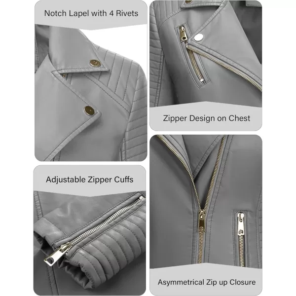 Bellivera Women Faux Leather Casual Jacket, Fall and Spring Fashion Motorcycle Bike Coat